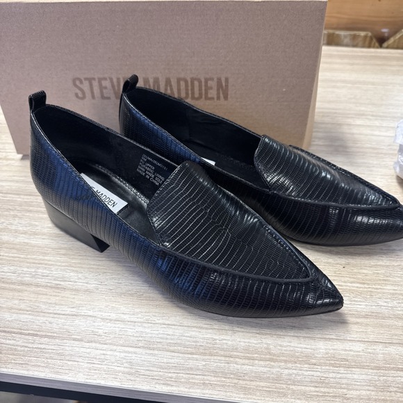 Steve Madden Shoes 9 Flats Loafer Lizard Black Pointed Toe Zelma Women 9 - Picture 3 of 9